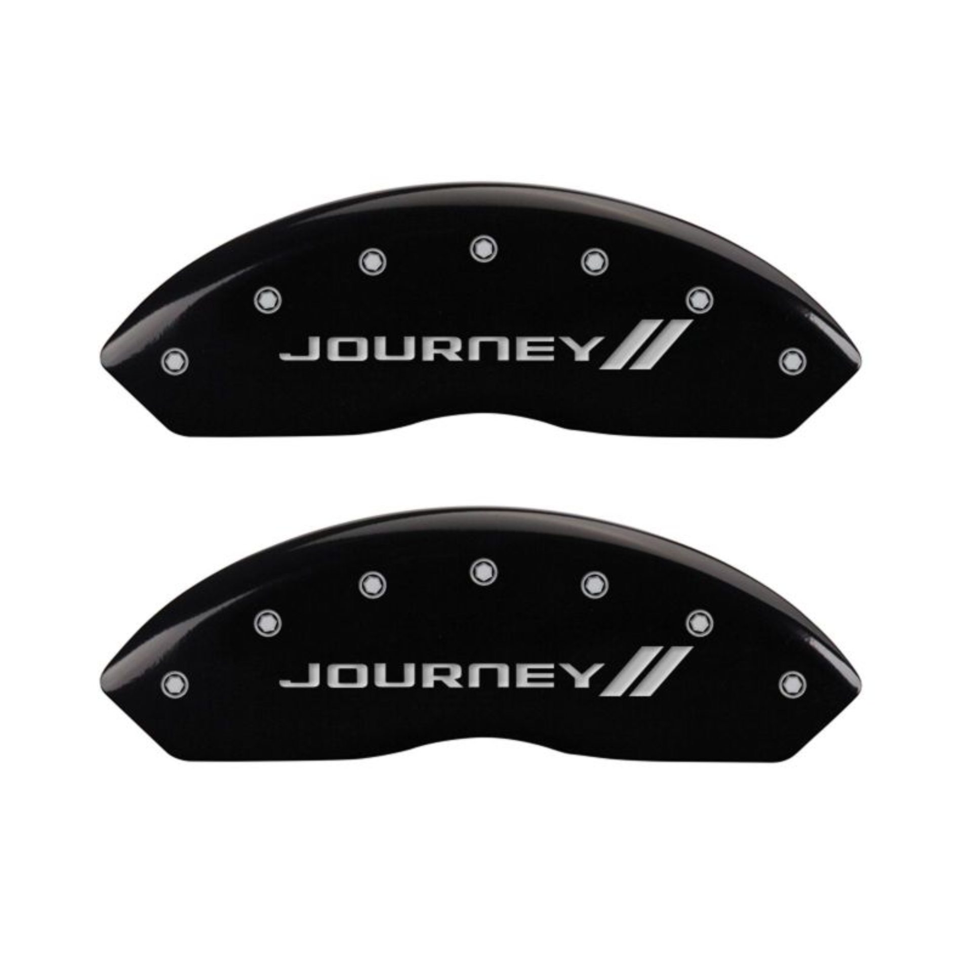 Picture of MGP 4 Caliper Covers Engraved Front & Rear With stripes-Journey Black finish silver ch