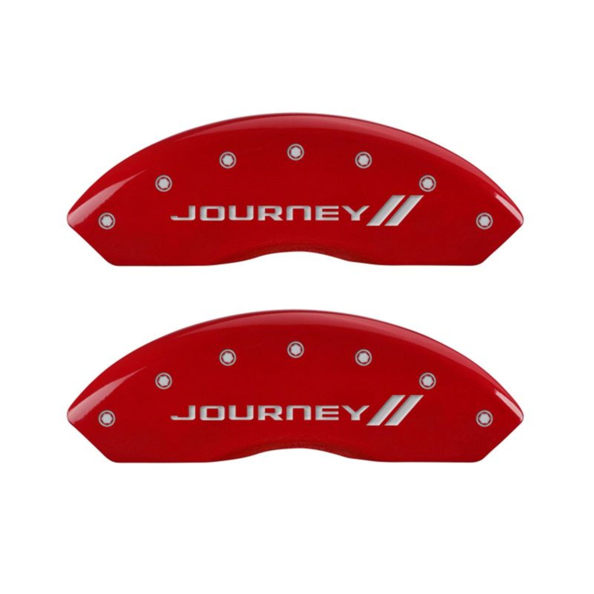 Picture of MGP 4 Caliper Covers Engraved Front & Rear With stripes-Journey Red finish silver ch