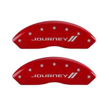Picture of MGP 4 Caliper Covers Engraved Front & Rear With stripes-Journey Red finish silver ch