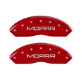 Picture of MGP 4 Caliper Covers Engraved Front & Rear MOPAR Red finish silver ch