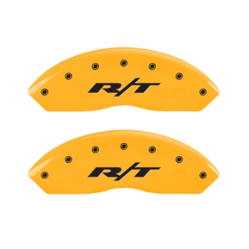 Picture of MGP 4 Caliper Covers Engraved Front & Rear RT Yellow finish black ch