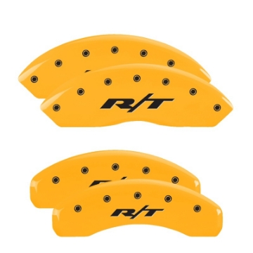 Picture of MGP 4 Caliper Covers Engraved Front & Rear RT Yellow finish black ch