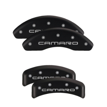 Picture of MGP 4 Caliper Covers Engraved Front & Rear With stripes-Challenger Black finish silver ch