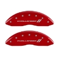 Picture of MGP 4 Caliper Covers Engraved Front & Rear With stripes-Challenger Red finish silver ch