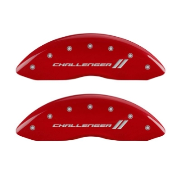 Picture of MGP 4 Caliper Covers Engraved Front & Rear With stripes-Challenger Red finish silver ch