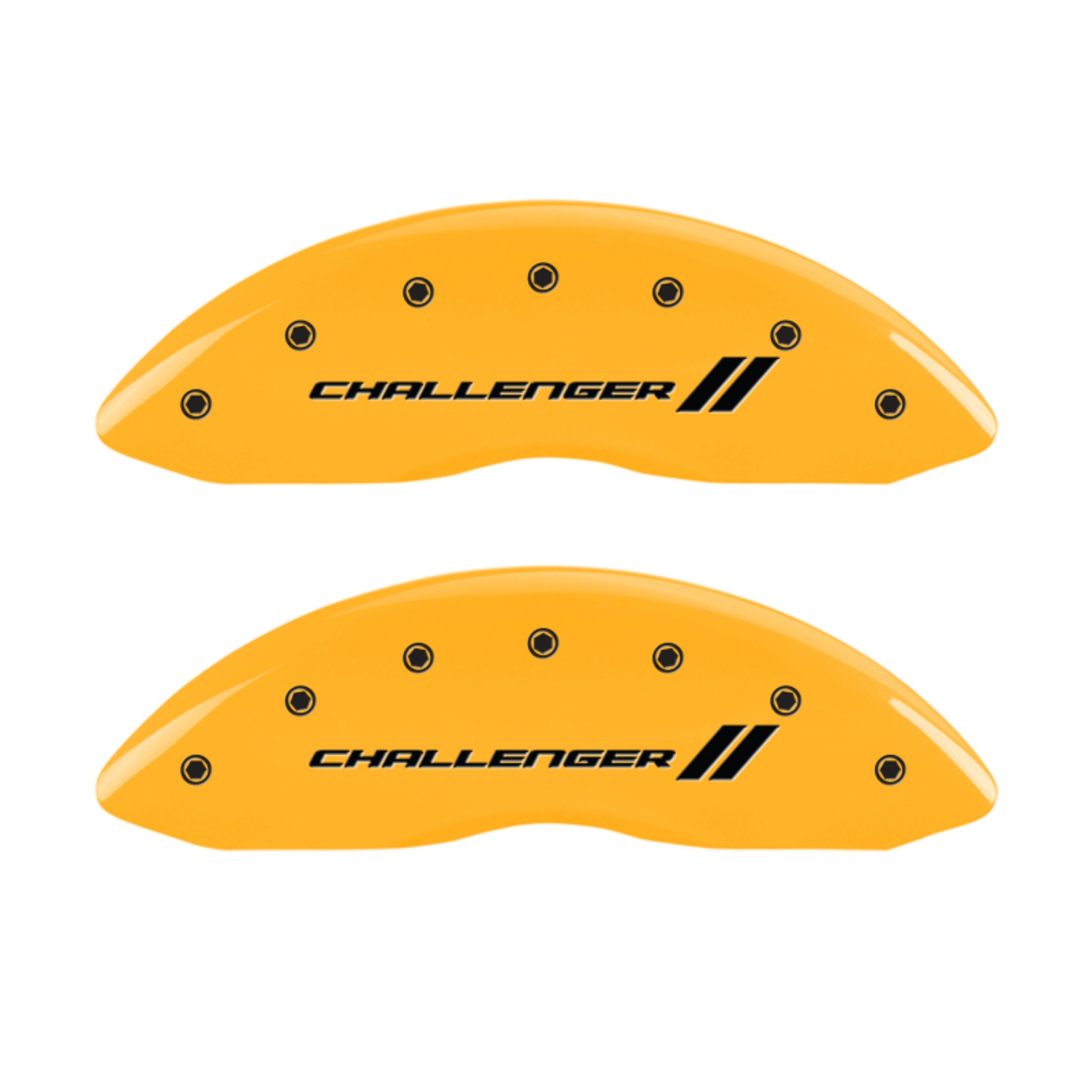 Picture of MGP 4 Caliper Covers Engraved Front & Rear With stripes-Challenger Yellow finish black ch
