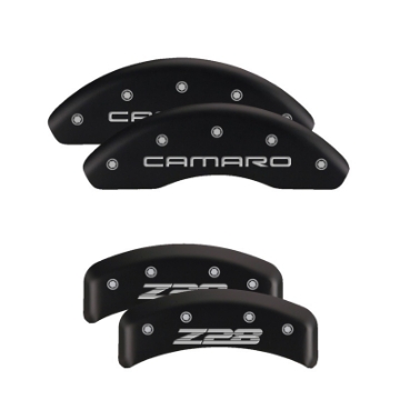 Picture of MGP 4 Caliper Covers Engraved Front Cursive-Challenger Engraved Rear RT Black finish silver ch