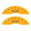 Picture of MGP 4 Caliper Covers Engraved Front & Rear Bowtie Yellow finish black ch