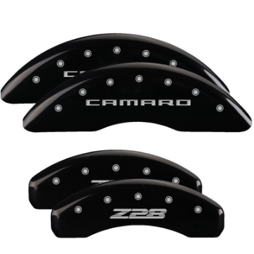 Picture of MGP 4 Caliper Covers Engraved Front Gen 5-Camaro Engraved Rear Gen 5-Z28 Black finish silver ch