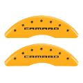 Picture of MGP 4 Caliper Covers Engraved Front Gen 5-Camaro Engraved Rear Gen 5-Z28 Yellow finish black ch