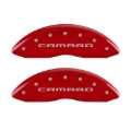 Picture of MGP 4 Caliper Covers Engraved Front Gen 5-Camaro Engraved Rear Gen 5-SS Red finish silver ch