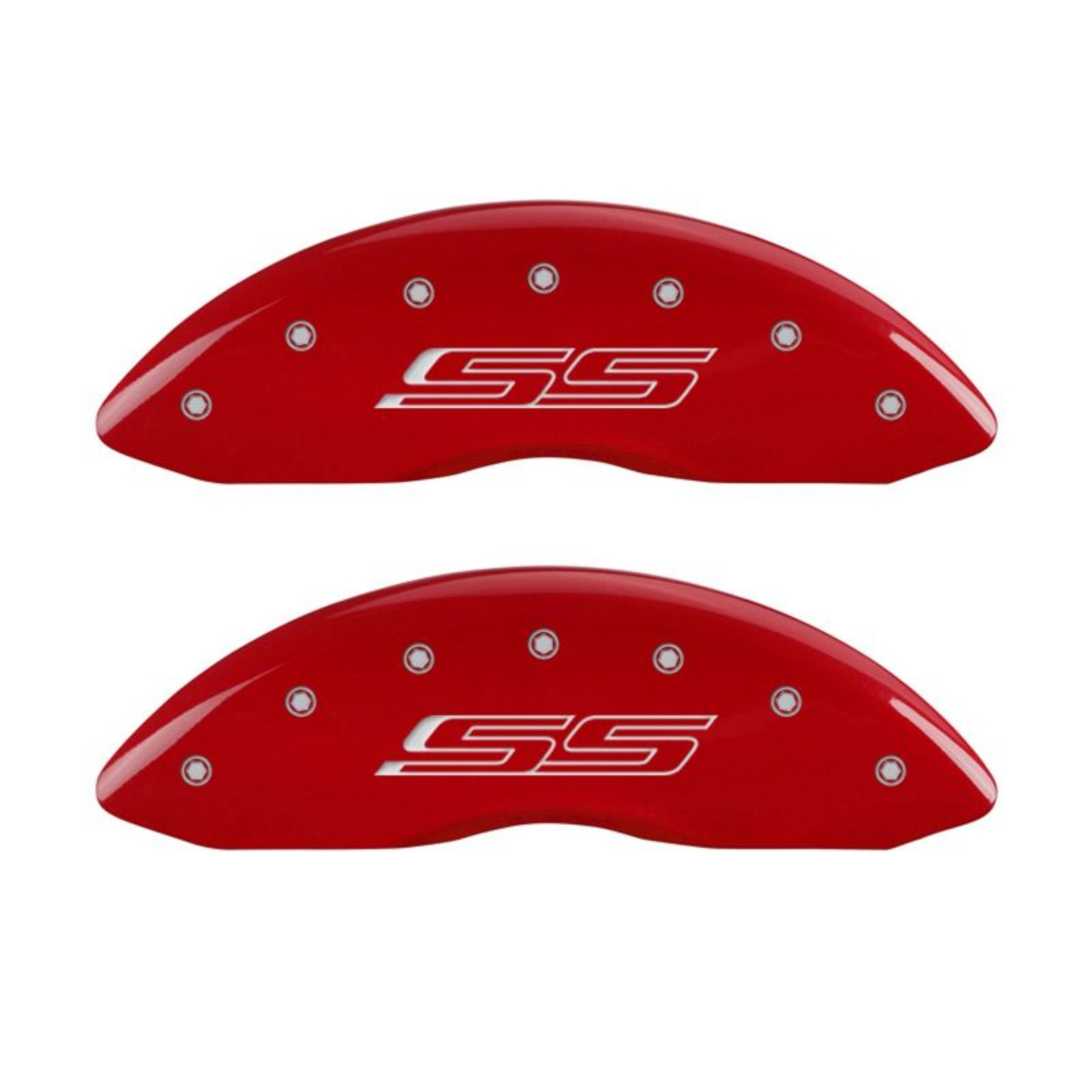Picture of MGP 4 Caliper Covers Engraved Front & Rear Gen 5-SS Red finish silver ch