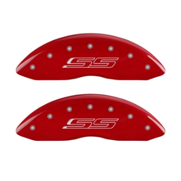 Picture of MGP 4 Caliper Covers Engraved Front & Rear Gen 5-SS Red finish silver ch
