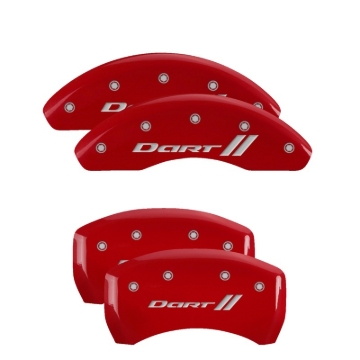 Picture of MGP 4 Caliper Covers Engraved Front & Rear With stripes-Dart Red finish silver ch