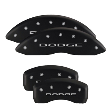 Picture of MGP 4 Caliper Covers Engraved Front & Rear With stripes-Dodge Black finish silver ch