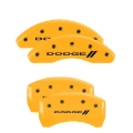 Picture of MGP 4 Caliper Covers Engraved Front & Rear With stripes-Dodge Yellow finish black ch