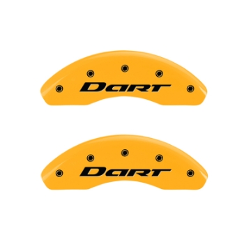Picture of MGP 4 Caliper Covers Engraved Front & Rear With out stripes-Dart Yellow finish black ch