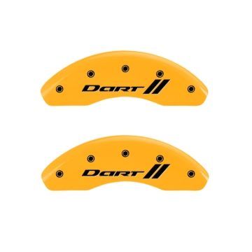 Picture of MGP 4 Caliper Covers Engraved Front & Rear With stripes-Dart Yellow finish black ch