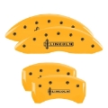 Picture of MGP 4 Caliper Covers Engraved Front & Rear Lincoln Yellow finish black ch