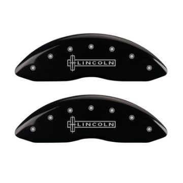 Picture of MGP 4 Caliper Covers Engraved Front Lincoln Engraved Rear MKS Black finish silver ch