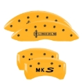 Picture of MGP 4 Caliper Covers Engraved Front Lincoln Engraved Rear MKS Yellow finish black ch