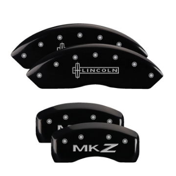 Picture of MGP 4 Caliper Covers Engraved Front Lincoln Engraved Rear MKZ Black finish silver ch