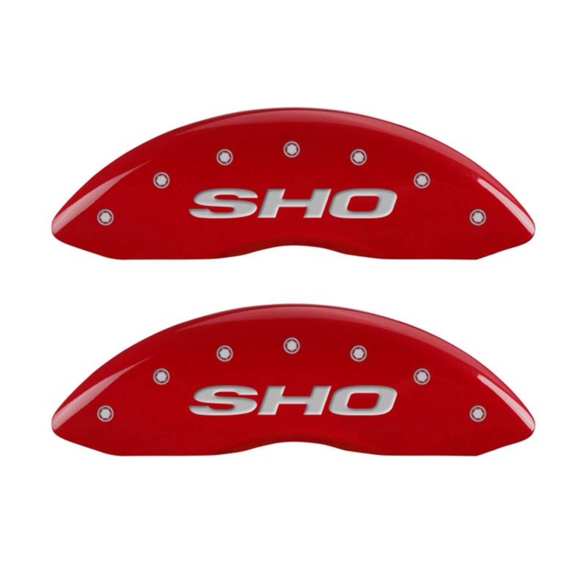 Picture of MGP 4 Caliper Covers Engraved Front & Rear SHO Red finish silver ch