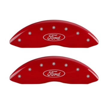 Picture of MGP 4 Caliper Covers Engraved Front & Rear Oval logo-Ford Red finish silver ch