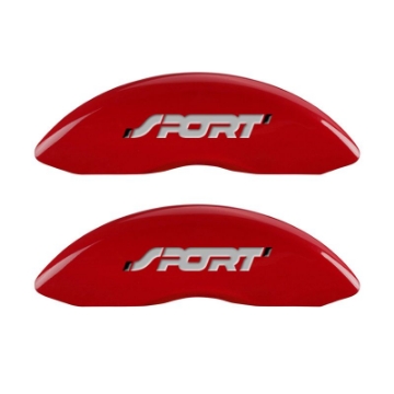 Picture of MGP 4 Caliper Covers Engraved Front & Rear No bolts-Sport Red finish silver ch