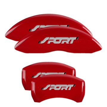 Picture of MGP 4 Caliper Covers Engraved Front & Rear No bolts-Sport Red finish silver ch