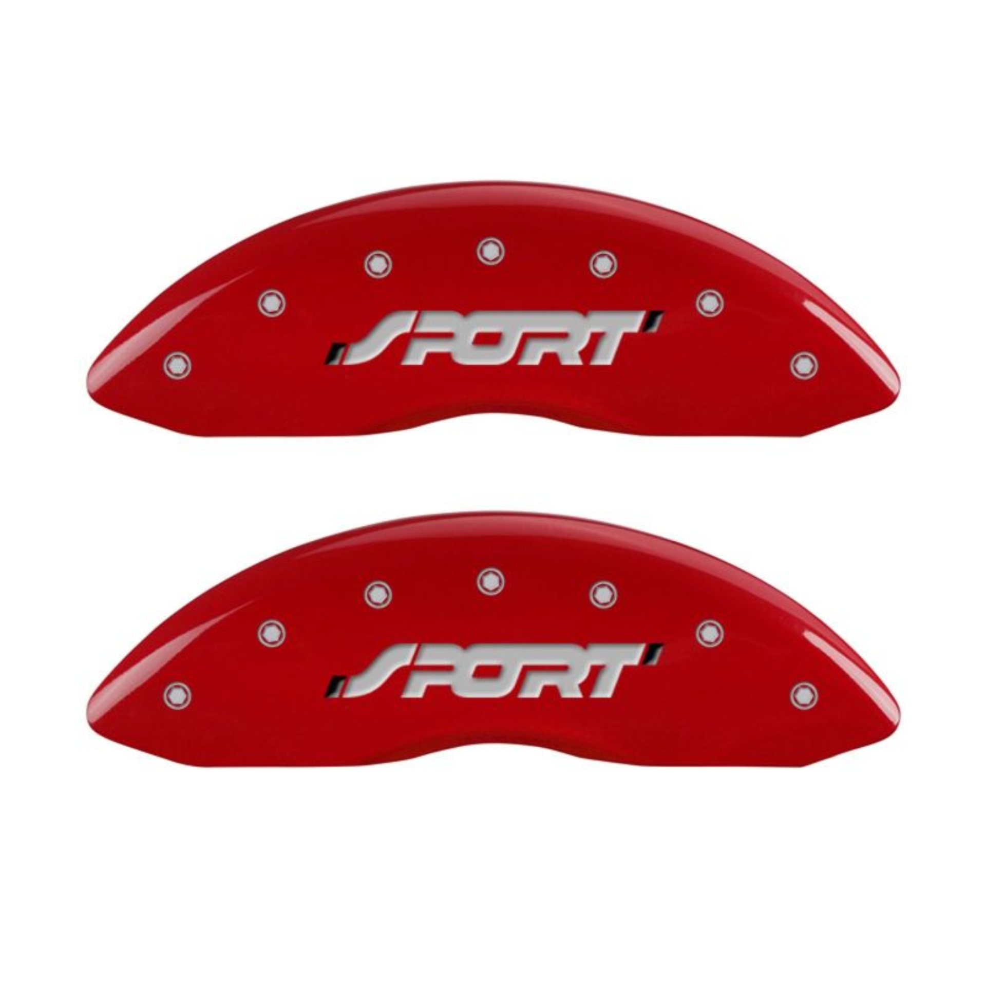 Picture of MGP 4 Caliper Covers Engraved Front & Rear SPORT Red finish silver ch