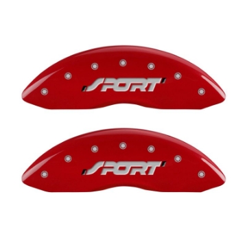 Picture of MGP 4 Caliper Covers Engraved Front & Rear SPORT Red finish silver ch