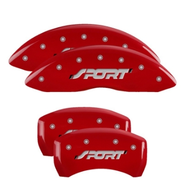 Picture of MGP 4 Caliper Covers Engraved Front & Rear SPORT Red finish silver ch
