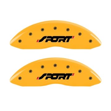Picture of MGP 4 Caliper Covers Engraved Front & Rear SPORT Yellow finish black ch