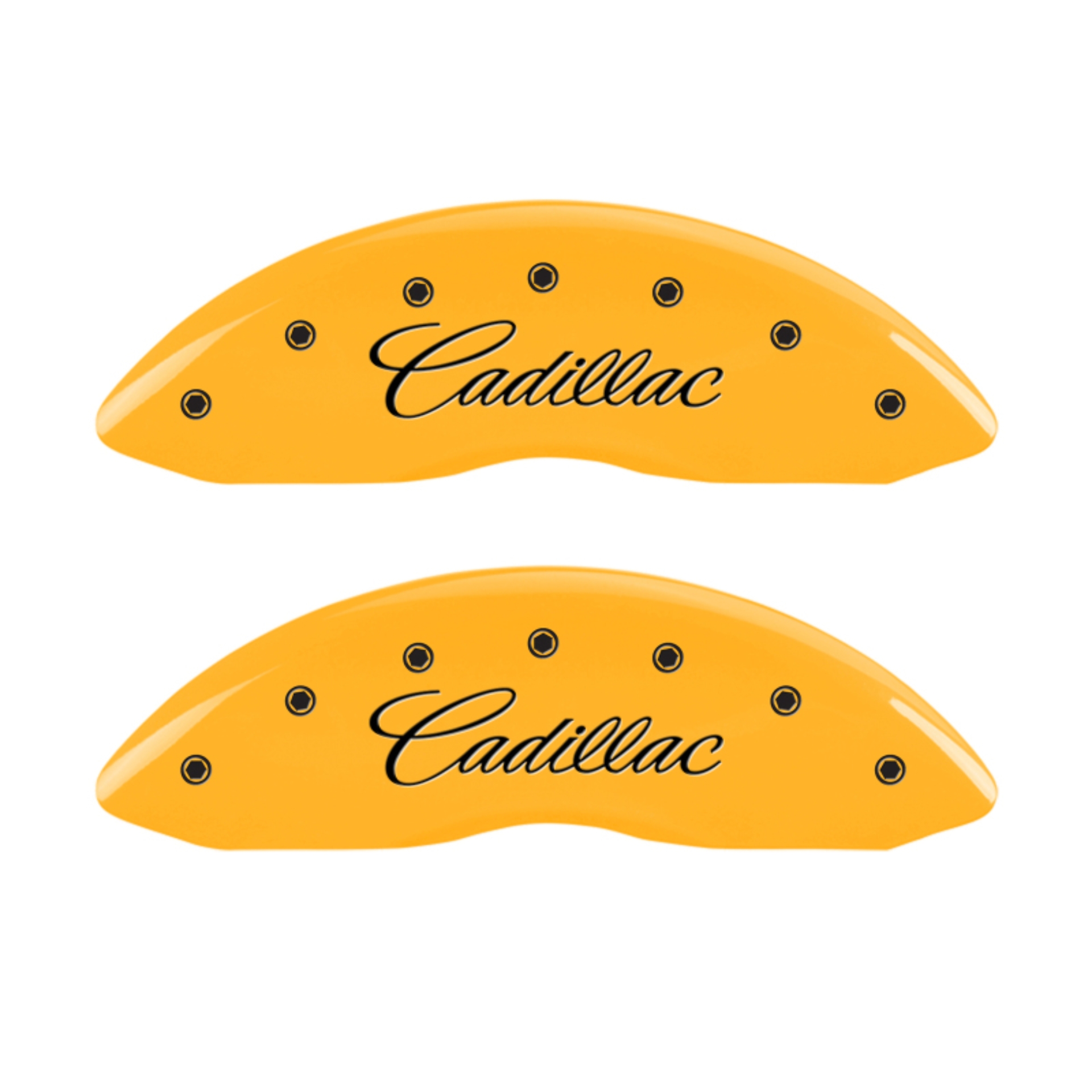 Picture of MGP 4 Caliper Covers Engraved Front Cadillac Engraved Rear ATS Yellow finish black ch