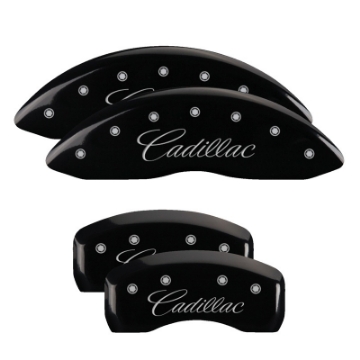 Picture of MGP 4 Caliper Covers Engraved Front & Rear Cursive-Cadillac Black finish silver ch