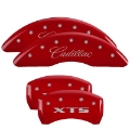 Picture of MGP 4 Caliper Covers Engraved Front Cadillac Engraved Rear XTS Red finish silver ch