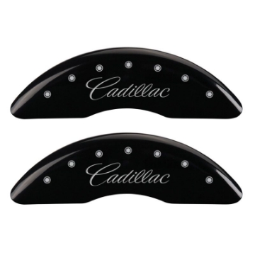 Picture of MGP 4 Caliper Covers Engraved Front & Rear Cursive-Cadillac Black finish silver ch