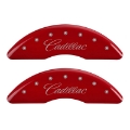 Picture of MGP 4 Caliper Covers Engraved Front & Rear Cursive-Cadillac Red finish silver ch