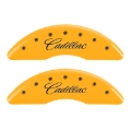 Picture of MGP 4 Caliper Covers Engraved Front Cadillac Engraved Rear XTS Yellow finish black ch