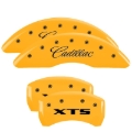 Picture of MGP 4 Caliper Covers Engraved Front Cadillac Engraved Rear XTS Yellow finish black ch