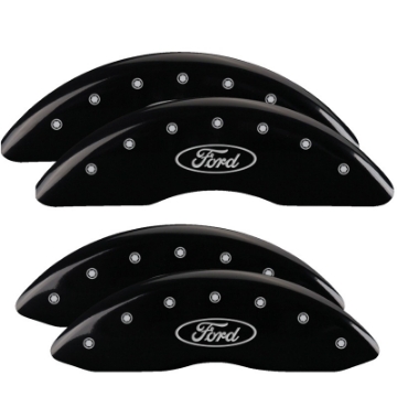 Picture of MGP 4 Caliper Covers Engraved Front & Rear Oval logo-Ford Black finish silver ch