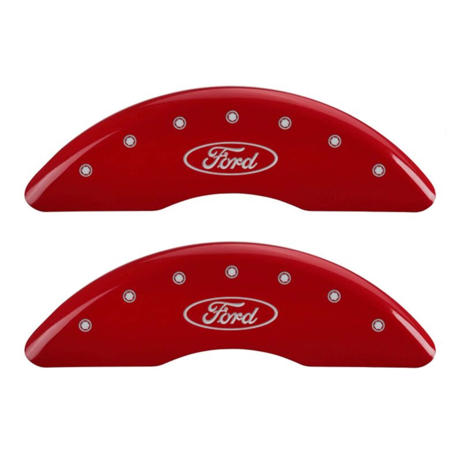 Picture of MGP 4 Caliper Covers Engraved Front & Rear Oval logo-Ford Red finish silver ch