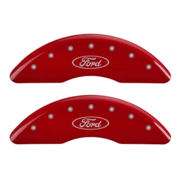 Picture of MGP 4 Caliper Covers Engraved Front & Rear Oval logo-Ford Red finish silver ch