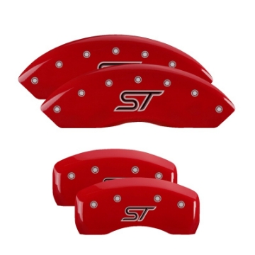 Picture of MGP 4 Caliper Covers Engraved Front & Rear Oval logo-Ford Red finish silver ch