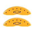 Picture of MGP 4 Caliper Covers Engraved Front & Rear Bowtie Yellow finish black ch