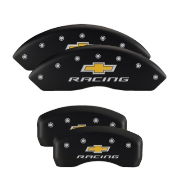 Picture of MGP 4 Caliper Covers Engraved Front & Rear Silverado Red finish silver ch