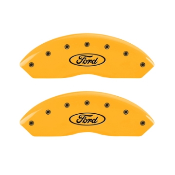 Picture of MGP 4 Caliper Covers Engraved Front & Rear Oval logo-Ford Yellow finish black ch