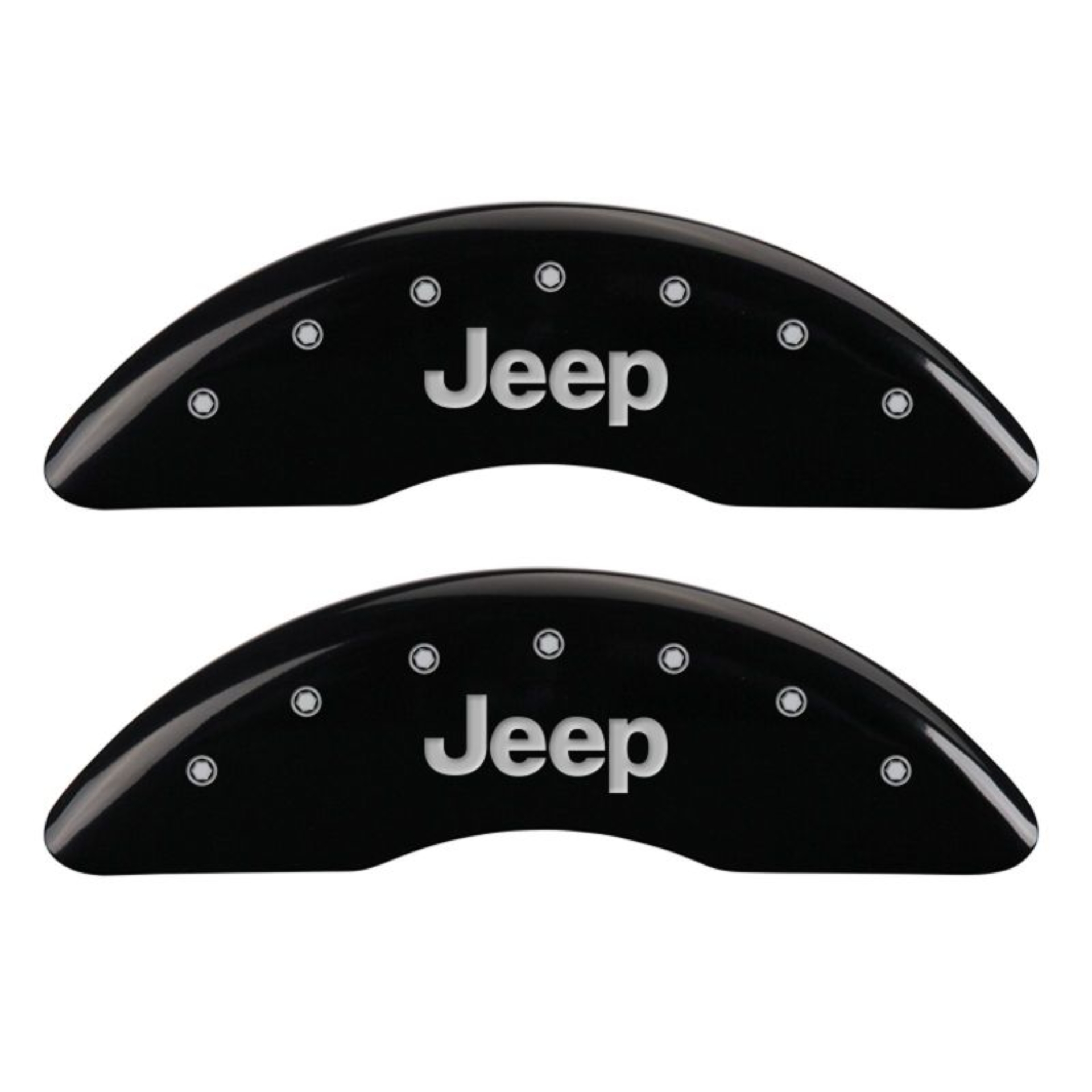 Picture of MGP 4 Caliper Covers Engraved Front JEEP Engraved Rear JEEP Grill logo Black finish silver ch