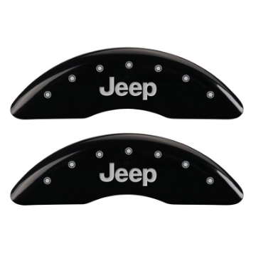 Picture of MGP 4 Caliper Covers Engraved Front JEEP Engraved Rear JEEP Grill logo Black finish silver ch